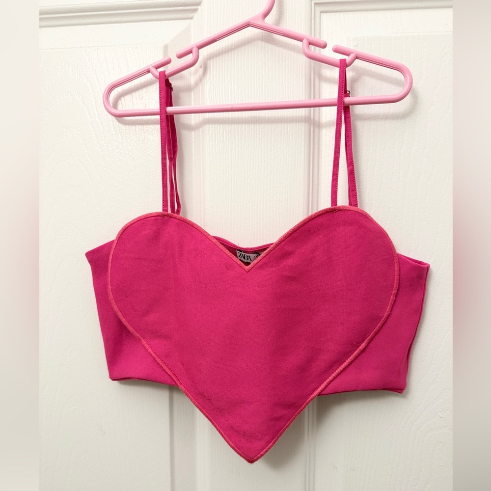 Vibrant Pink Heart Crop Top
